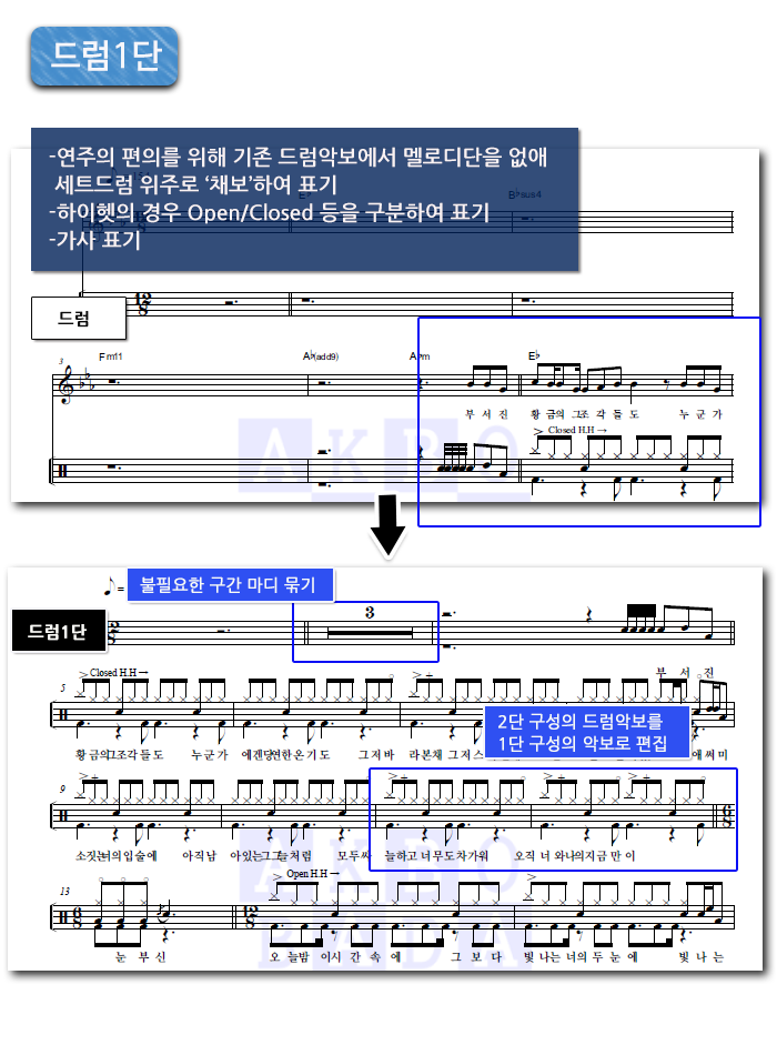 드럼1단 악보 