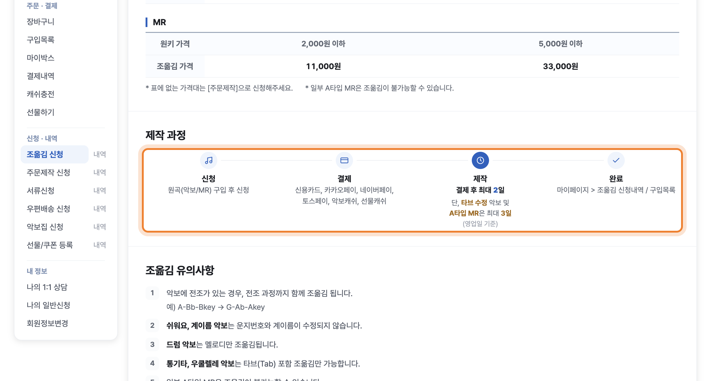 조옮김 신청안내의 제작 과정