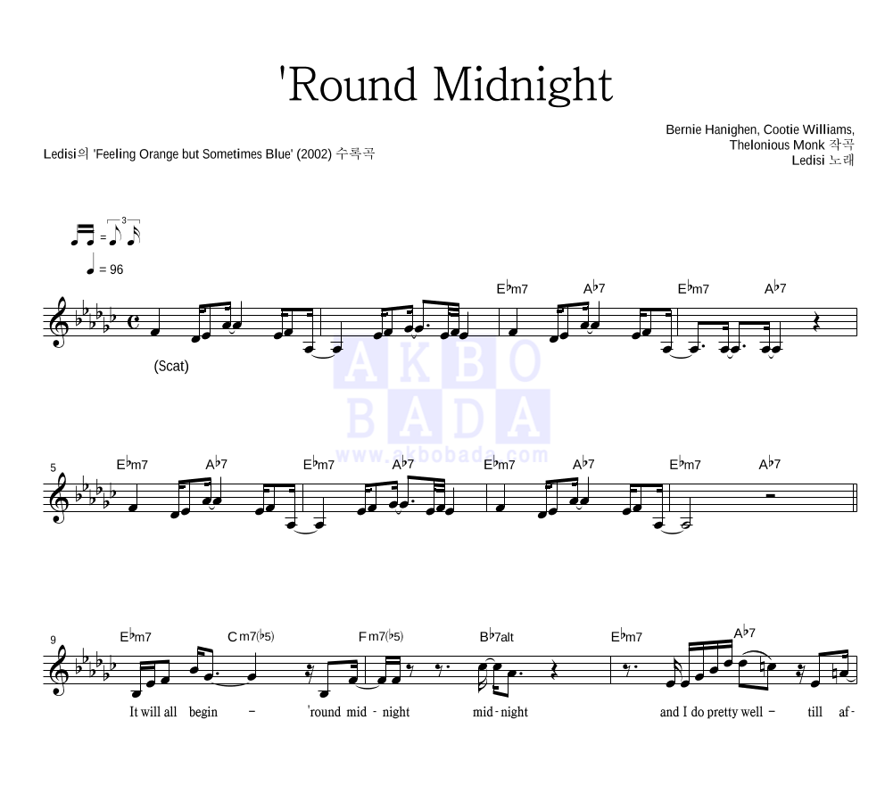 Ledisi - 'Round Midnight 멜로디 악보 