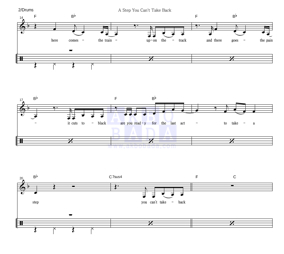 Keira Knightley - A Step You Can't Take Back 드럼 악보 