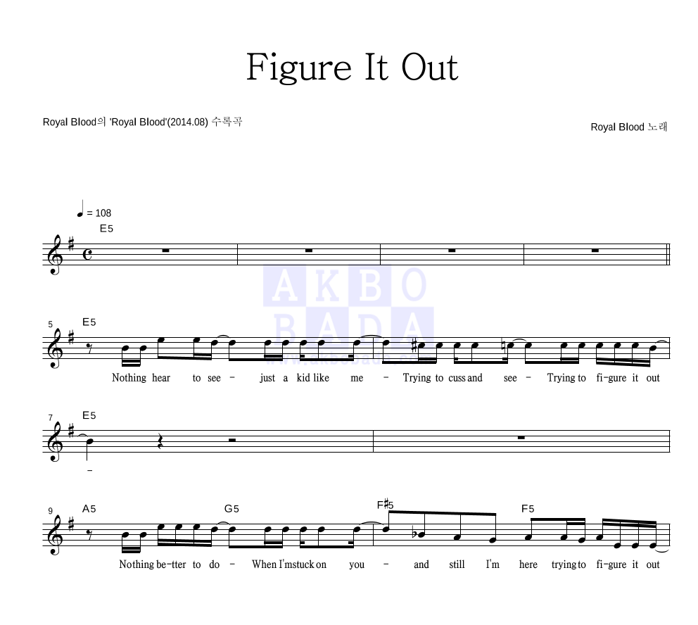 Royal Blood - Figure It Out 멜로디 악보 