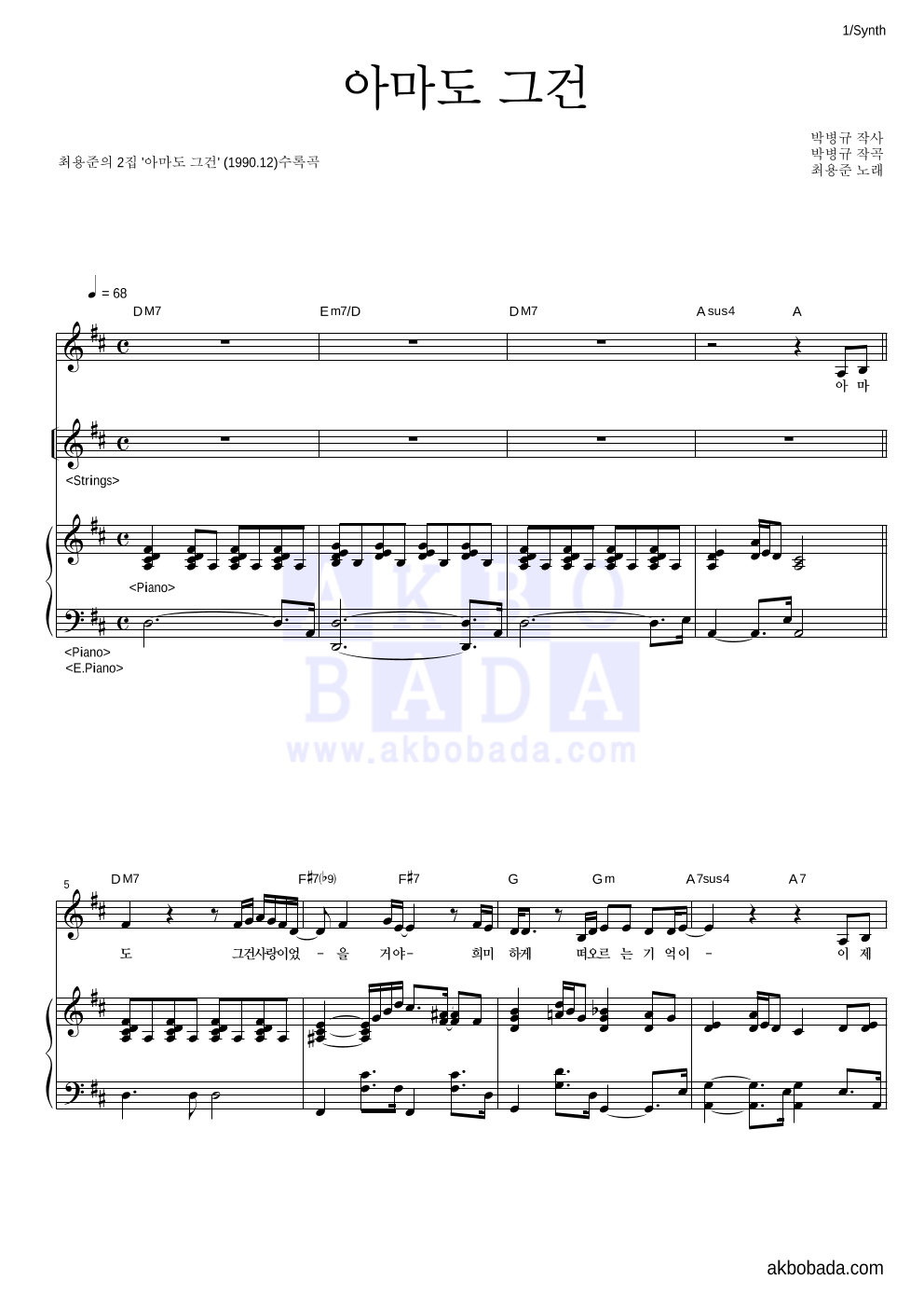 최용준 - 아마도 그건 건반 악보 