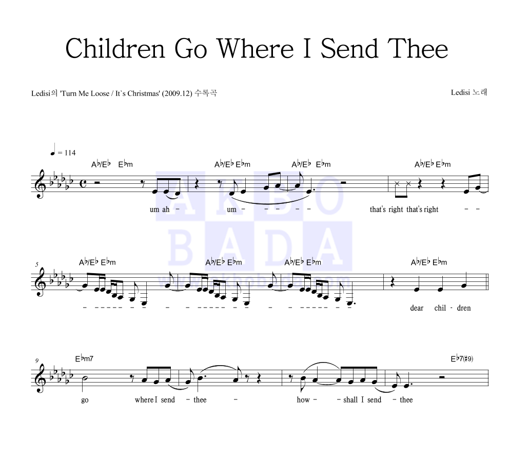 Ledisi - Children Go Where I Send Thee 멜로디 악보 