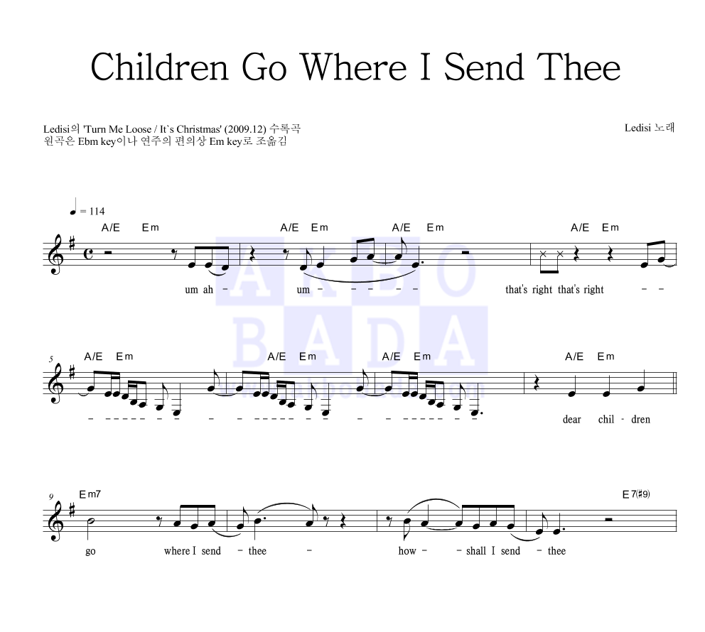 Ledisi - Children Go Where I Send Thee 멜로디 악보 