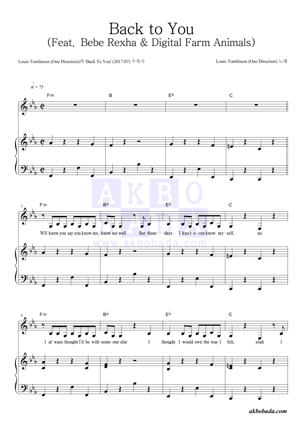 Back To You Chords Louis Tomlinson