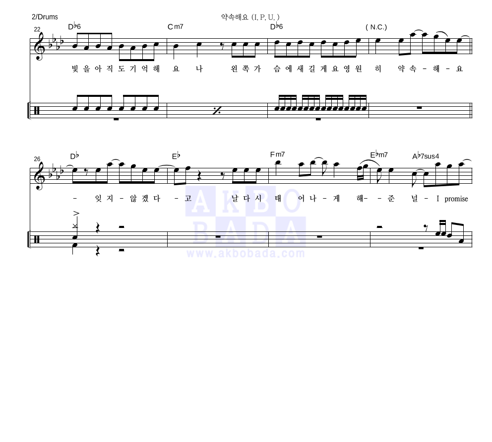 워너원 - 약속해요 (I.P.U.) 드럼 악보 