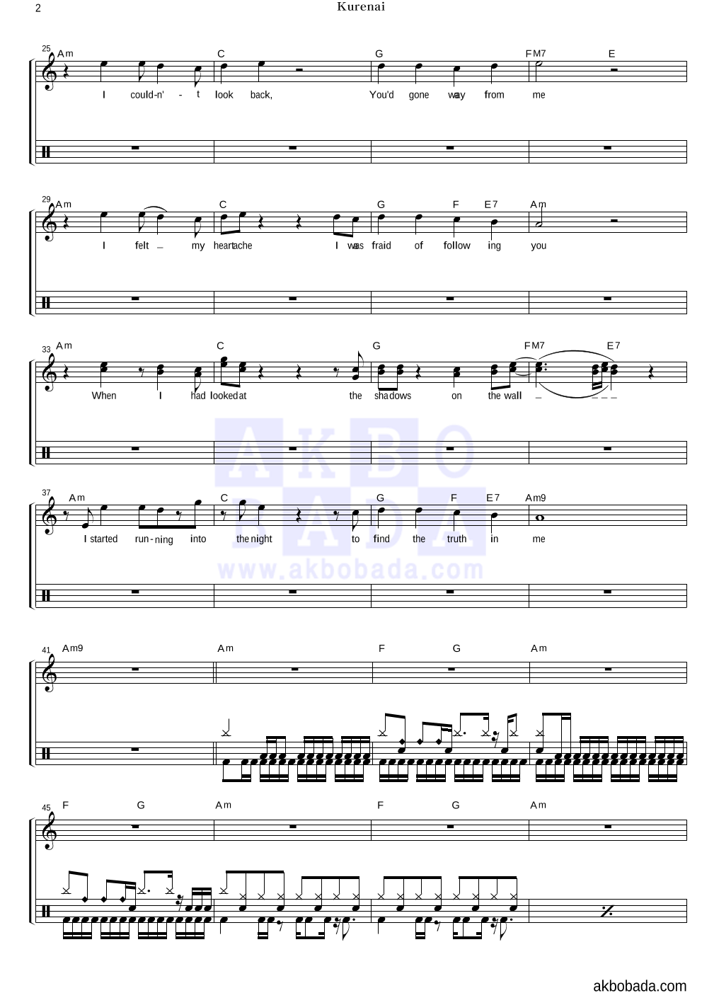 X-Japan - Kurenai(紅) 드럼 악보 