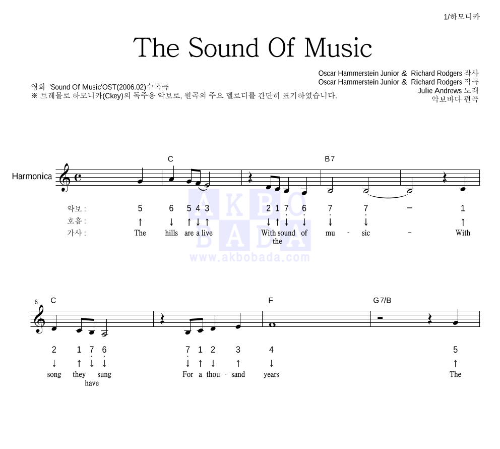 The Sound Of Music OST - The Sound Of Music 하모니카 악보 