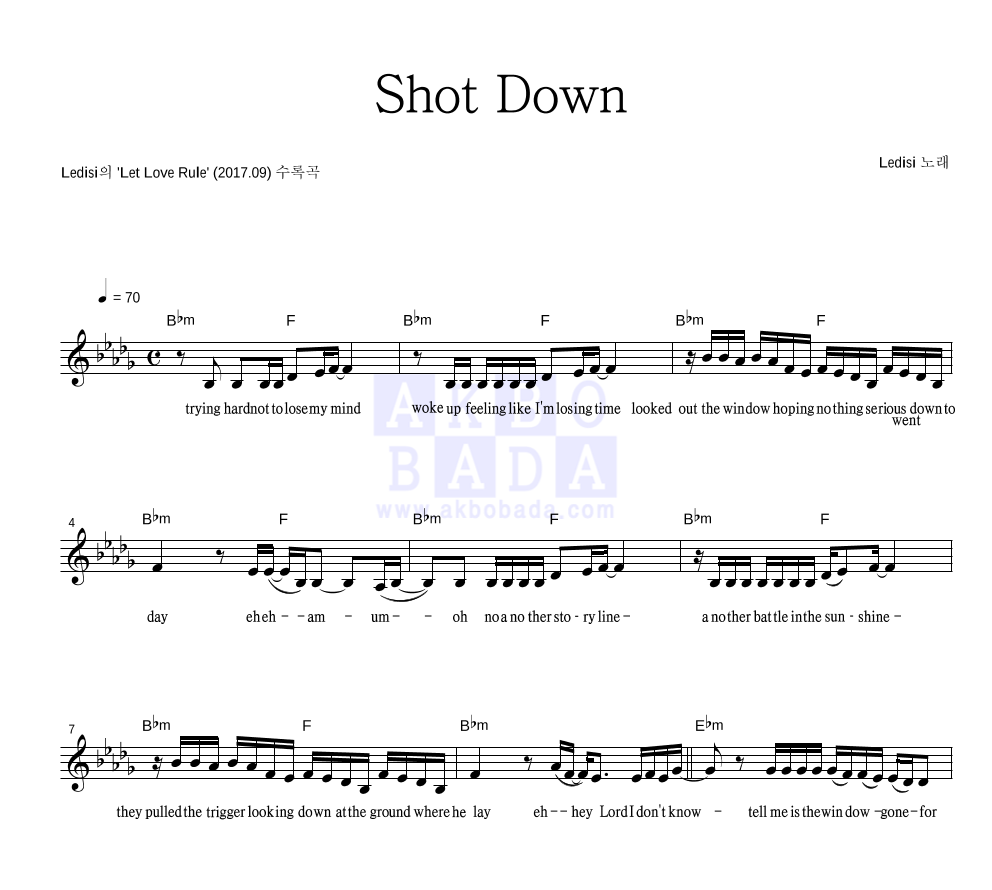 Ledisi - Shot Down 멜로디 악보 