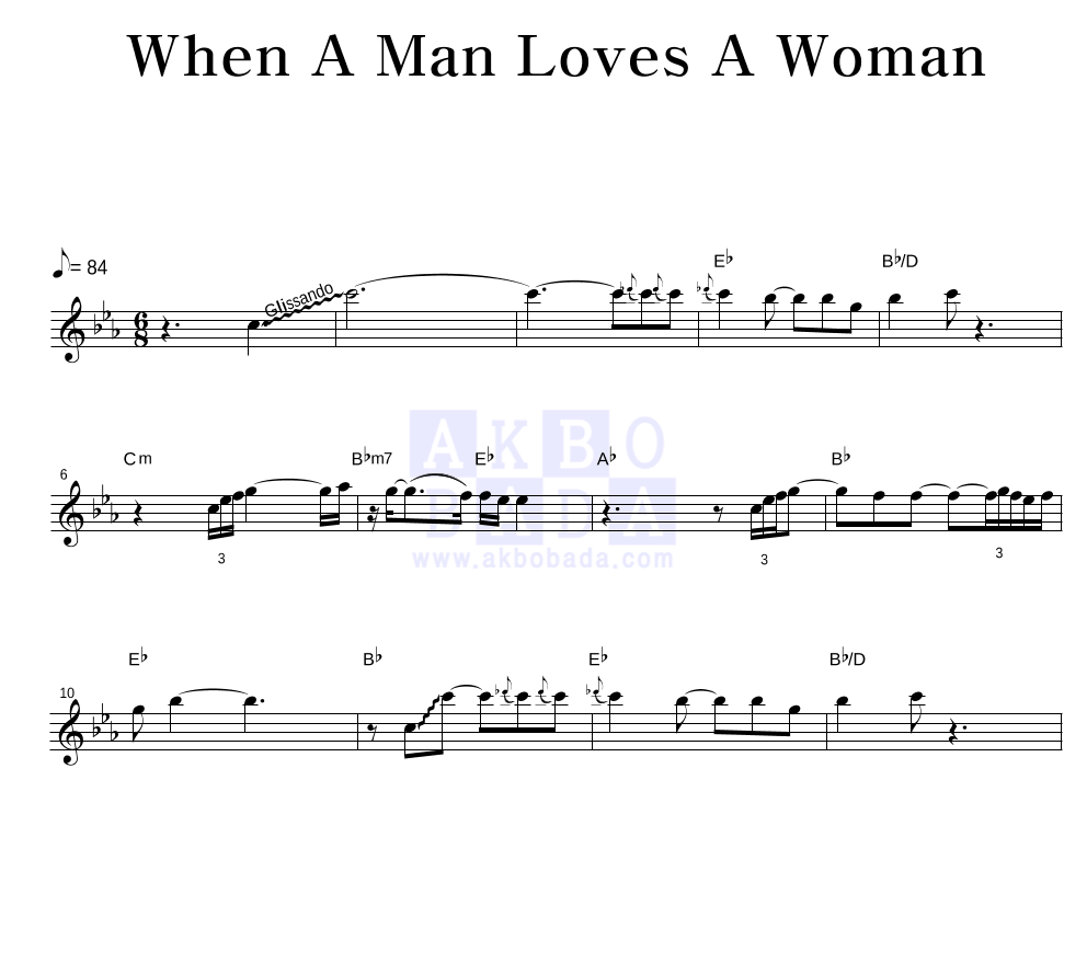 Michael Bolton - When A Man Loves A Woman 멜로디 악보 