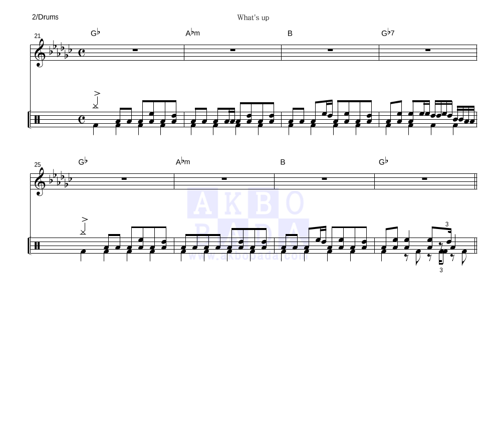 잔나비 - What's Up 드럼 악보 