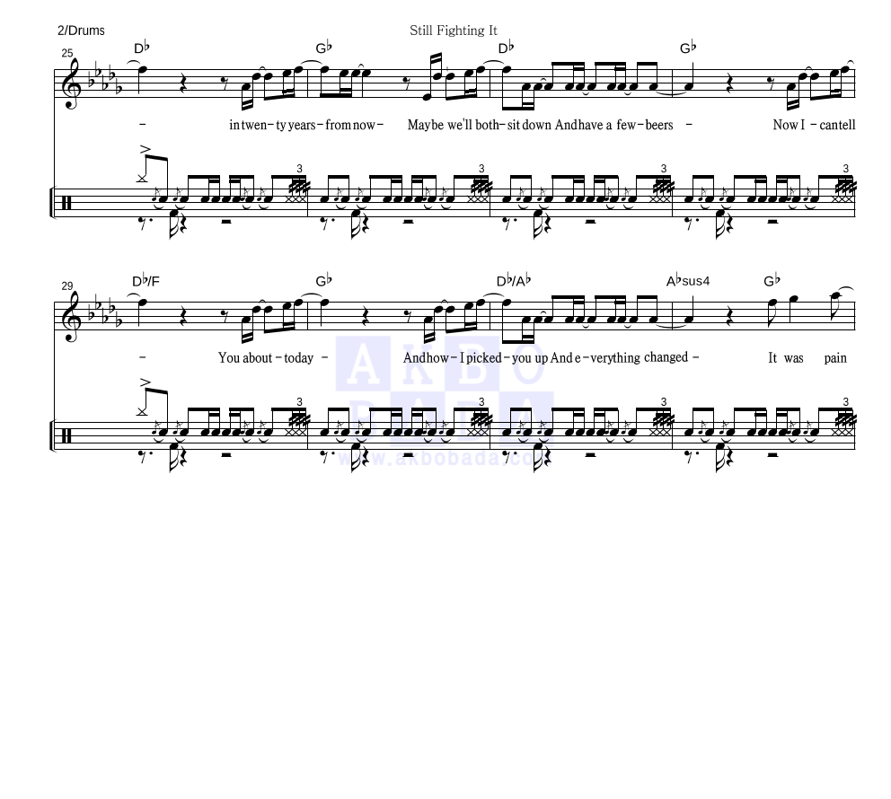 이찬솔 - Still Fighting It 드럼 악보 