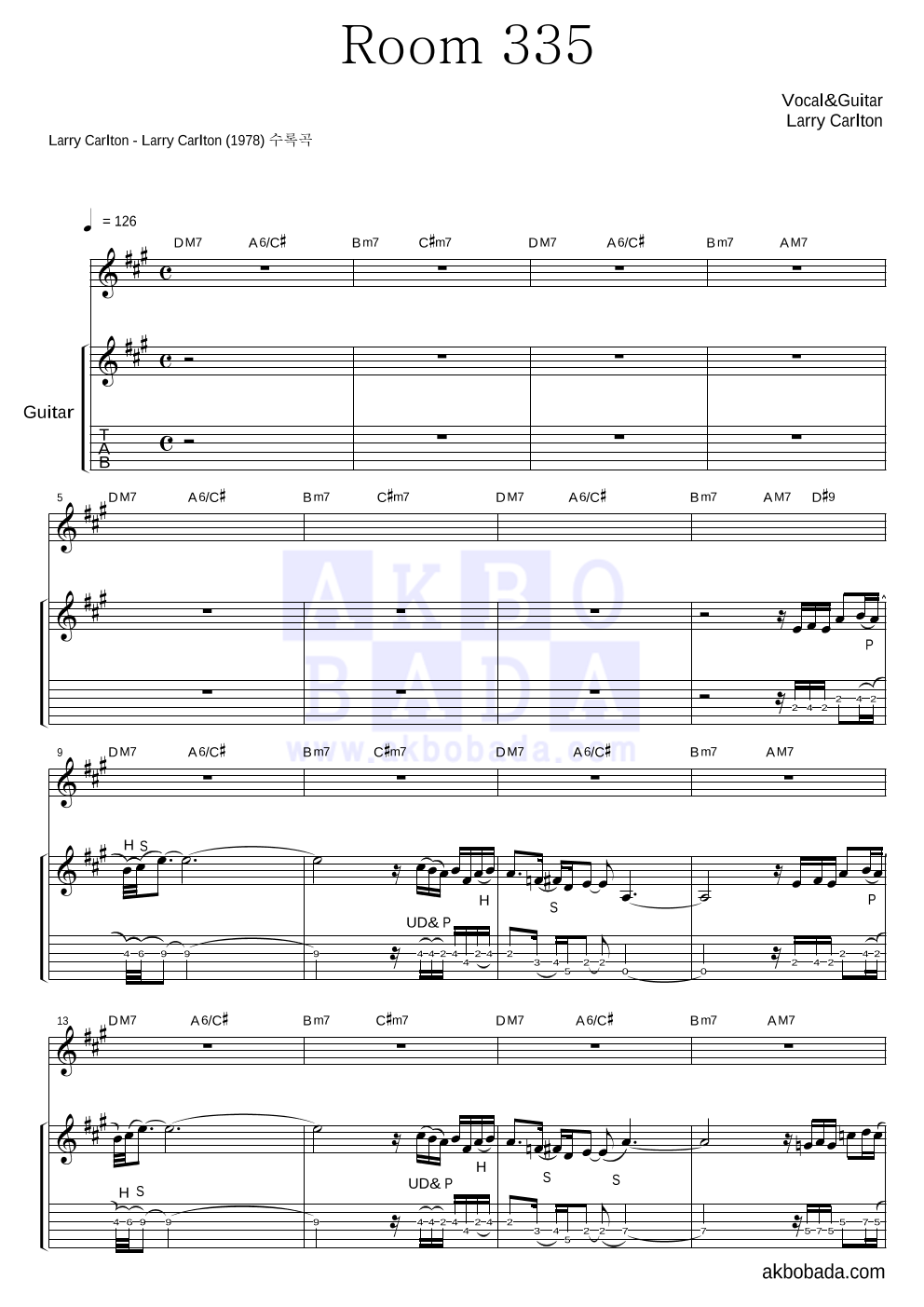 Larry Carlton - Room335 기타 악보 