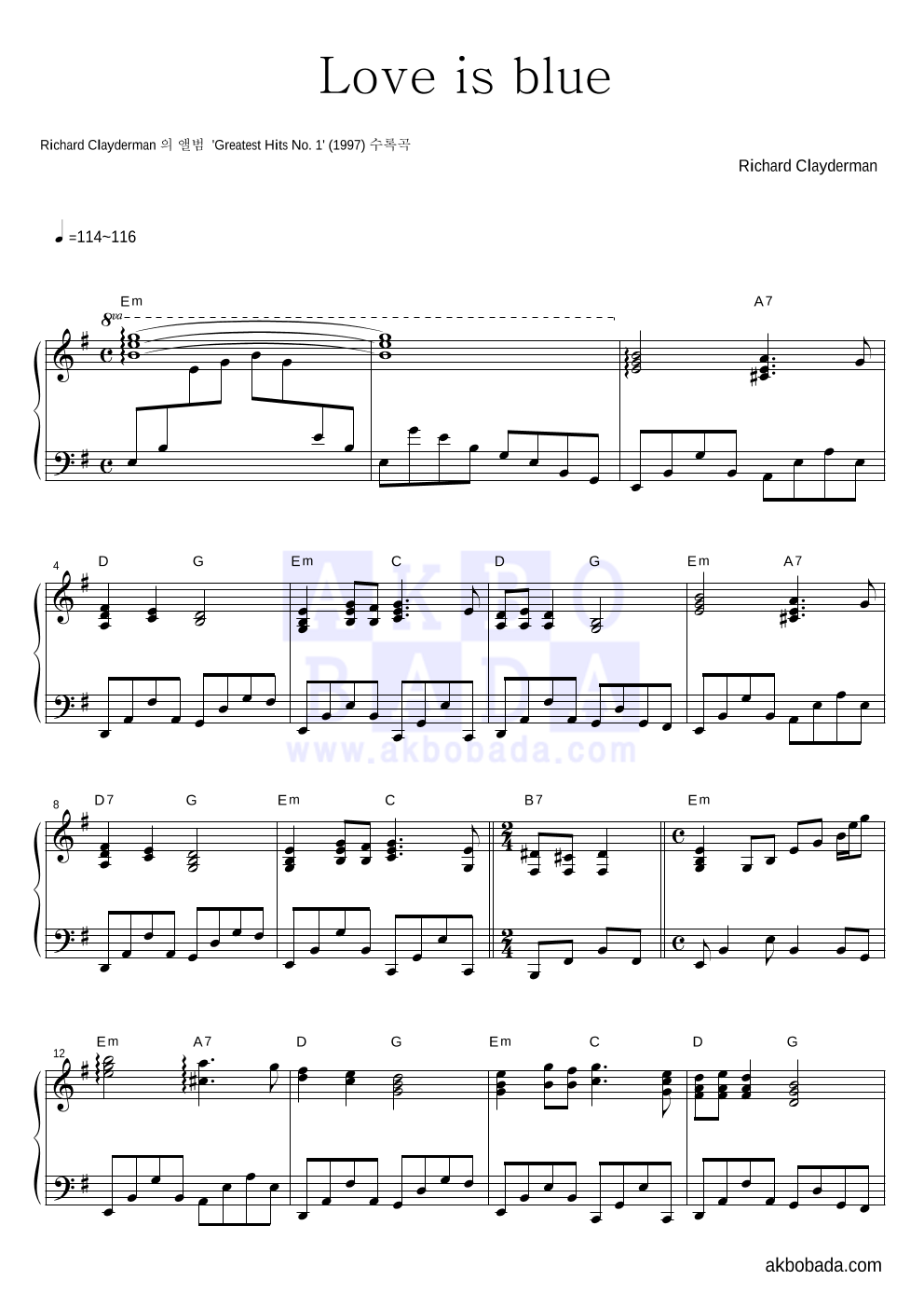 Richard Clayderman Love Is Blue
