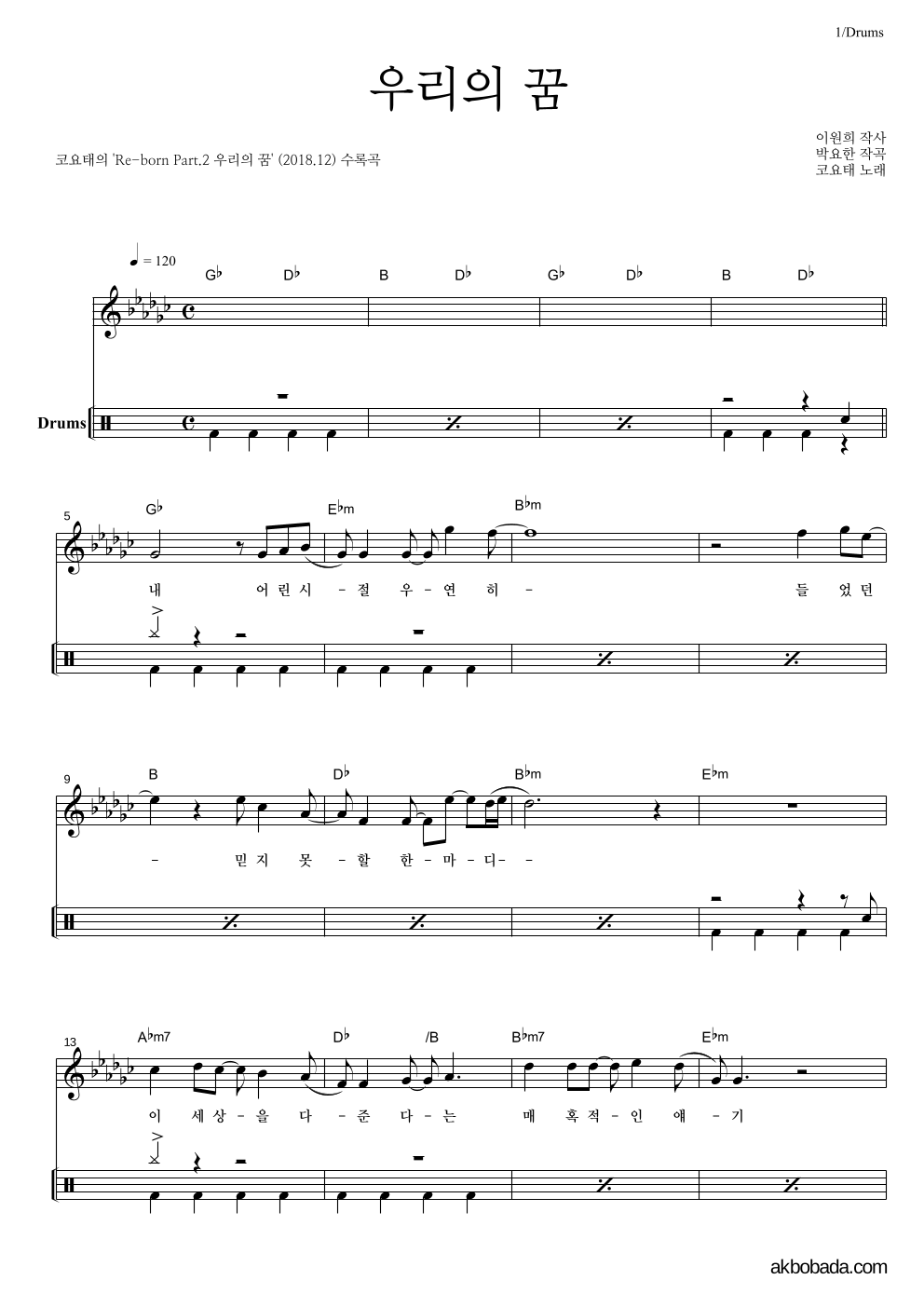 드럼-쉬워요 악보 