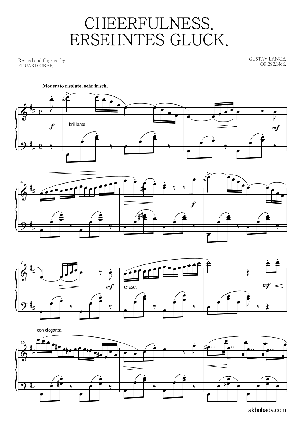 랑게 - 간절한 행운 피아노 2단 악보 