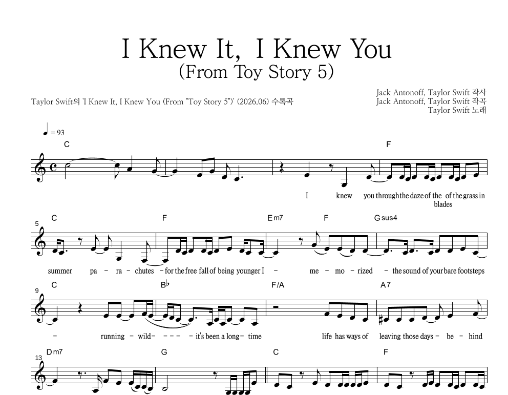 Taylor Swift - I Knew It, I Knew You (From 