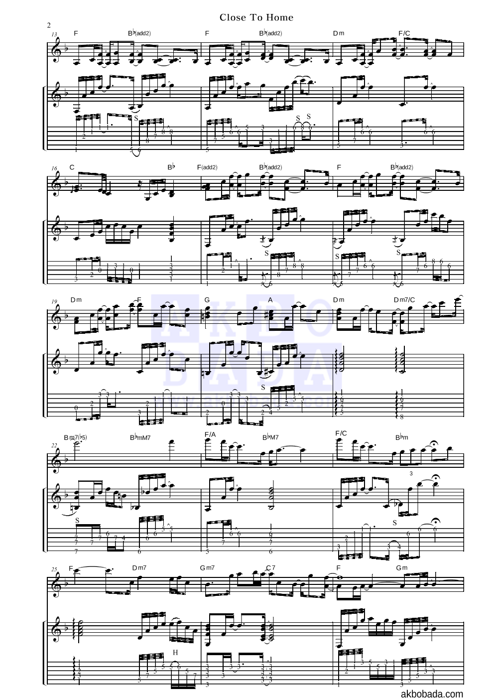 대항해시대 OST - Close To Home 기타 악보 