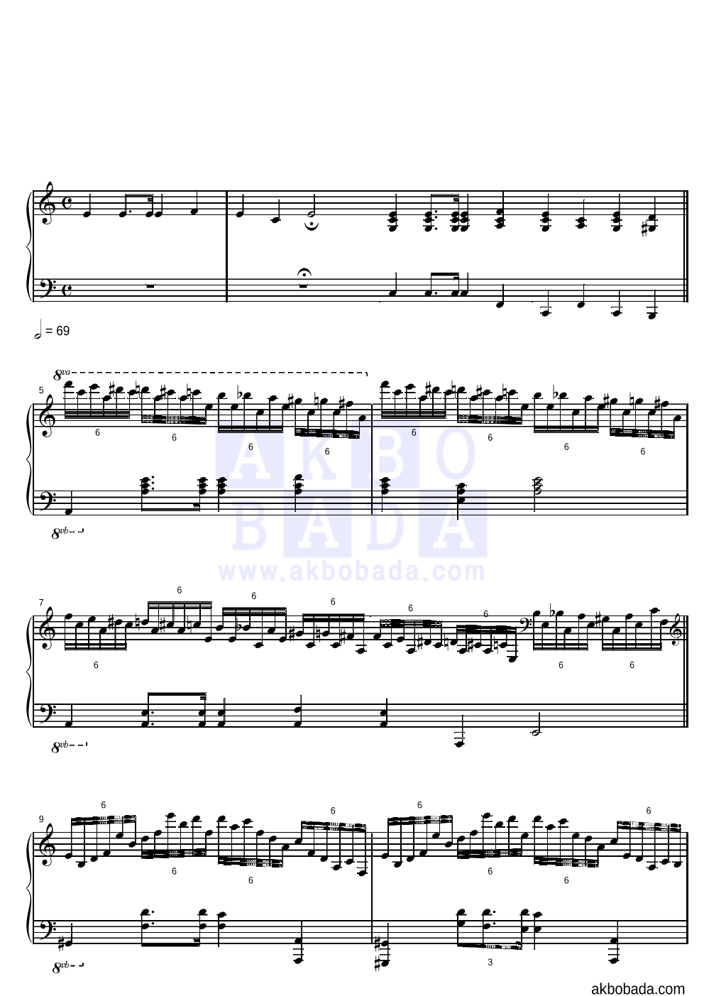 쇼팽 - Etude Op.25 No.11 (겨울바람) 피아노 2단 악보 