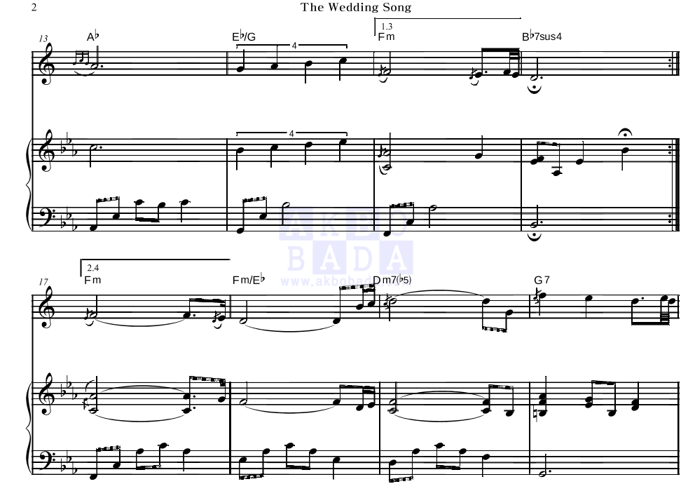 Kenny G The Wedding Song 악보 악보바다