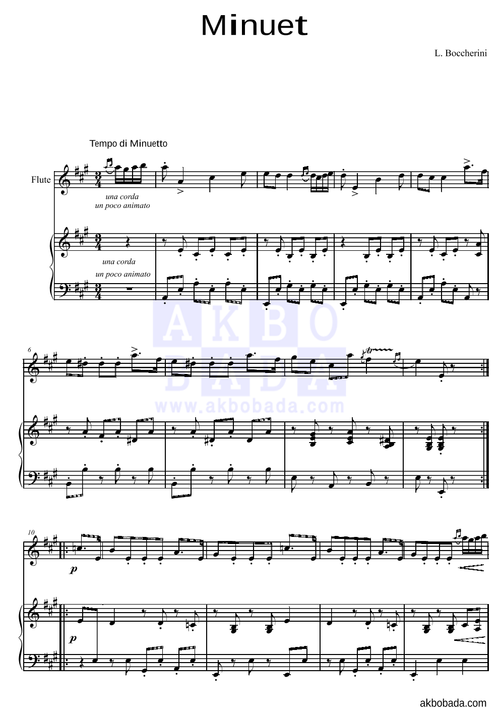 보케리니 - Minuet 플룻&피아노 악보 