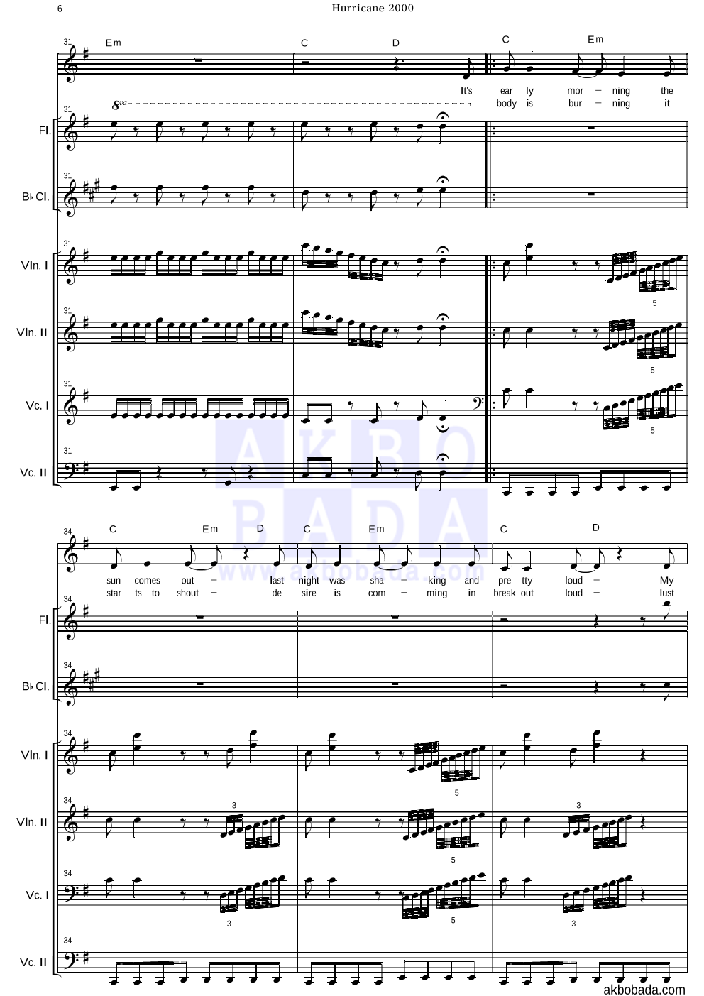 Scorpions - Hurricane 2000 편성Ⅱ 악보 