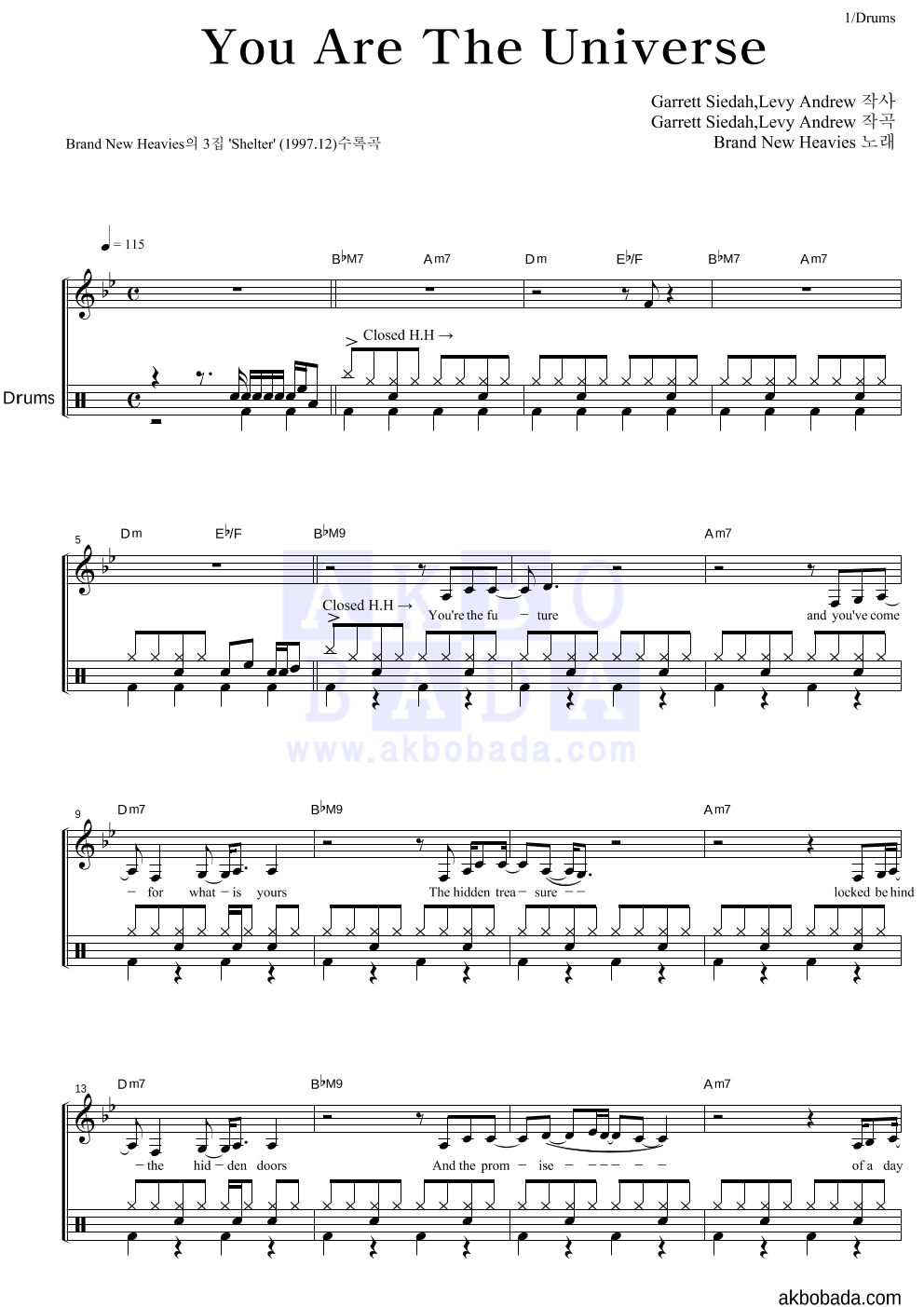 The Brand New Heavies - You Are The Universe 드럼 악보 