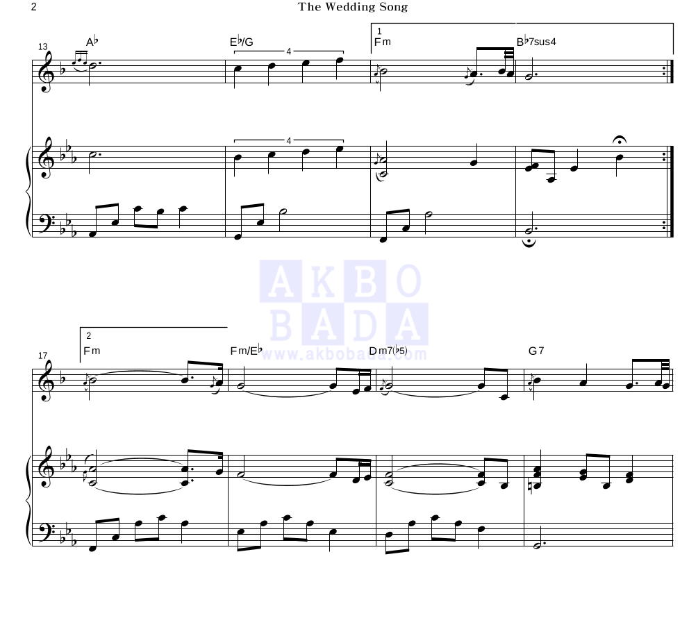 Kenny G The Wedding Song 악보 악보바다