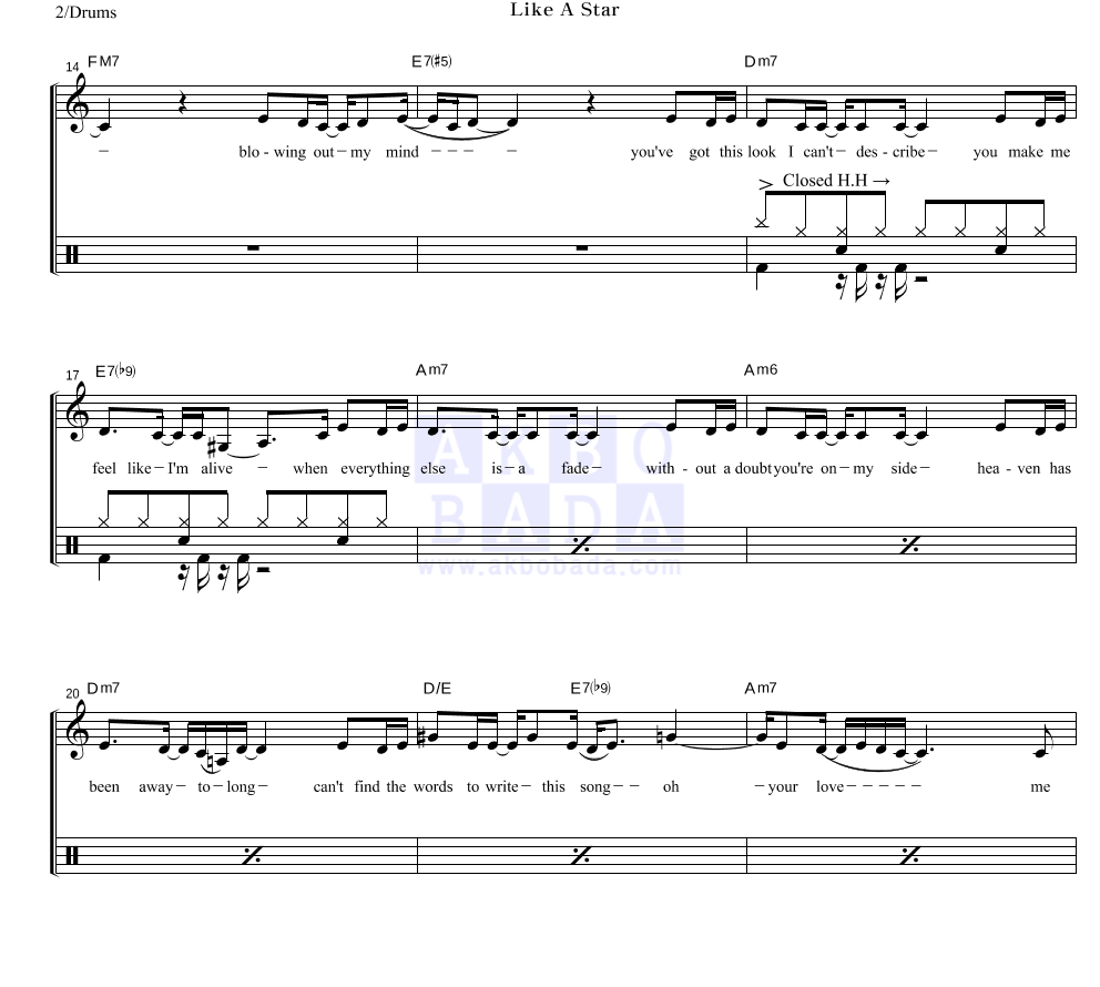 Corinne Bailey Rae - Like A Star 드럼 악보 