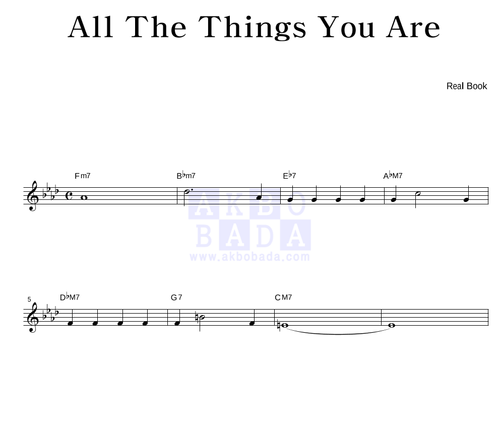 Real Book - All The Things You Are 멜로디 악보 
