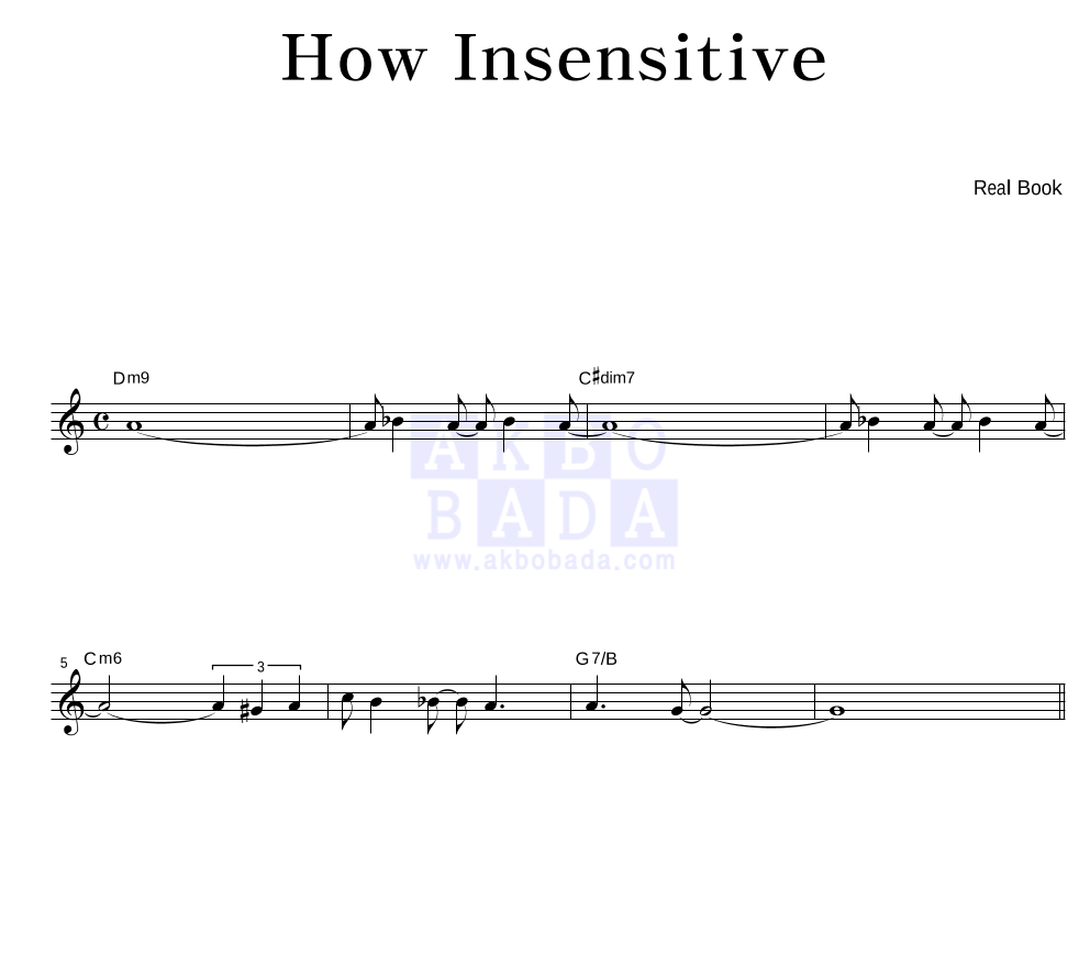 Real Book - How Insensitive 멜로디 악보 