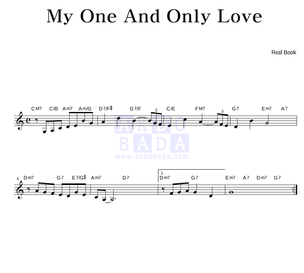 Real Book - My One And Only Love 멜로디 악보 