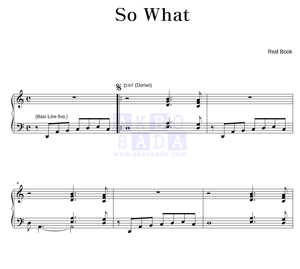 Real Book - So What 피아노 2단 악보 