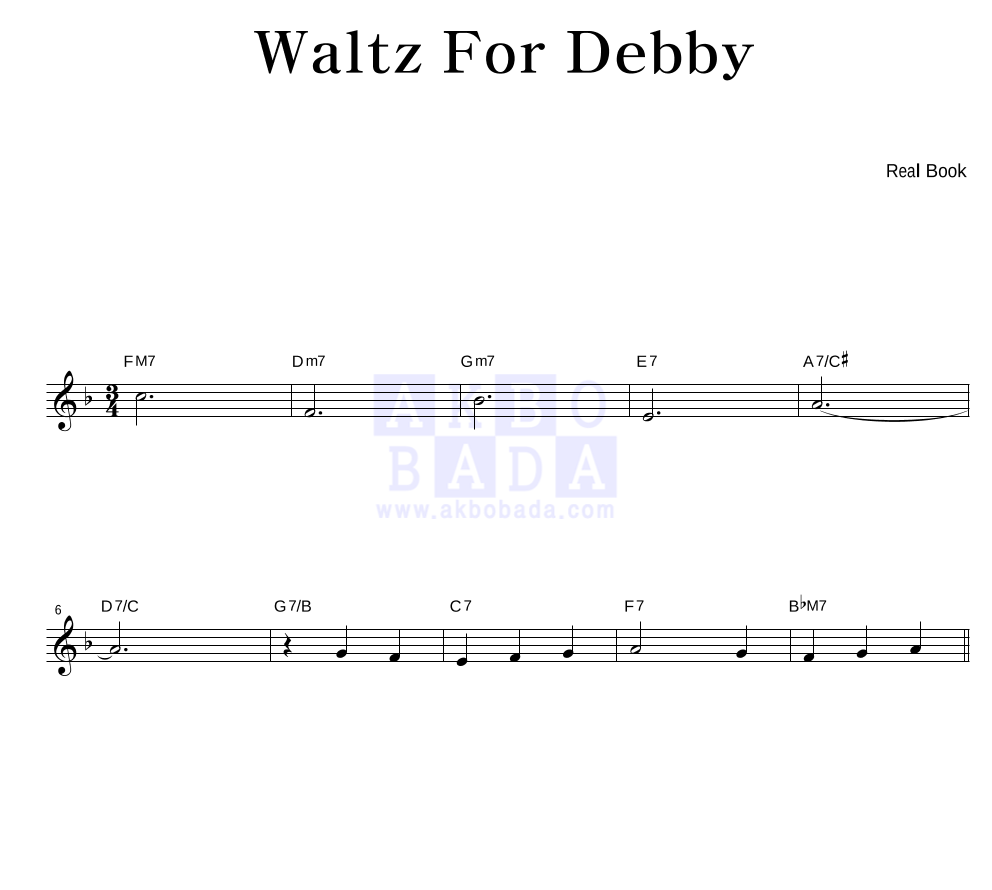 Real Book - Waltz For Debby 멜로디 악보 