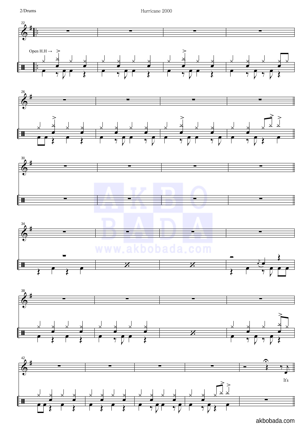 Scorpions - Hurricane 2000 드럼 악보 