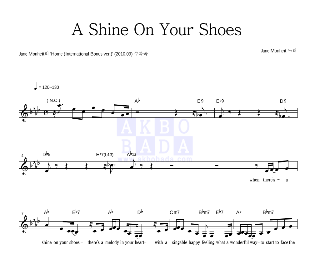Jane Monheit - A Shine On Your Shoes 멜로디 악보 