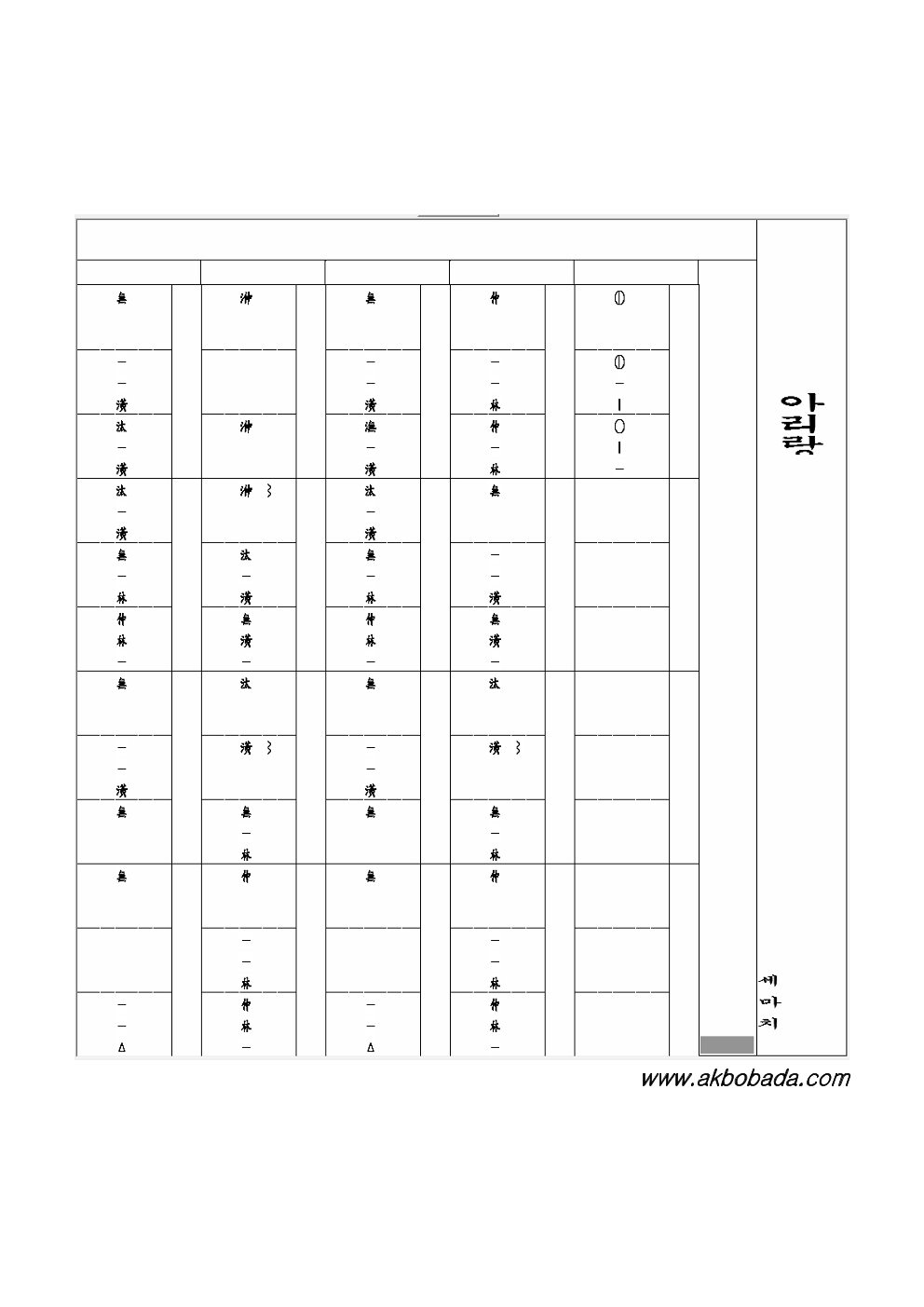 국악 - 아리랑 (정간보) 멜로디 악보 