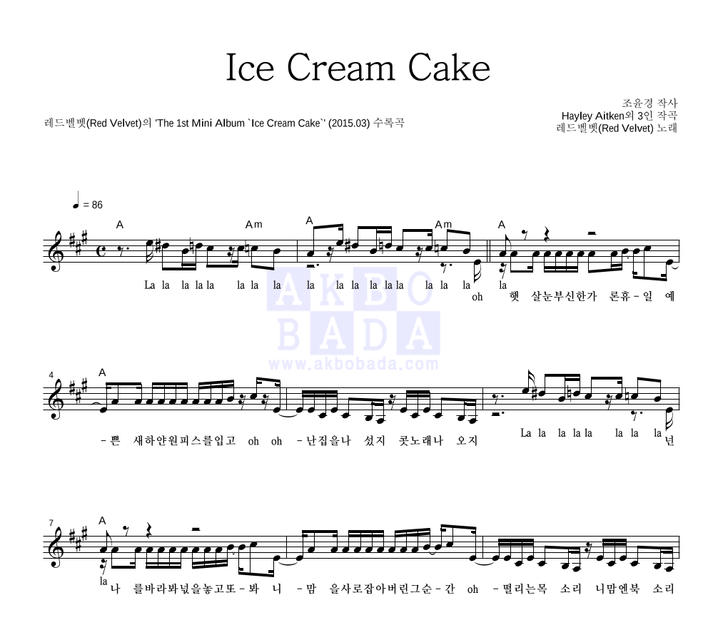 Ice Cream Cake 멜로디 악보 미리보기