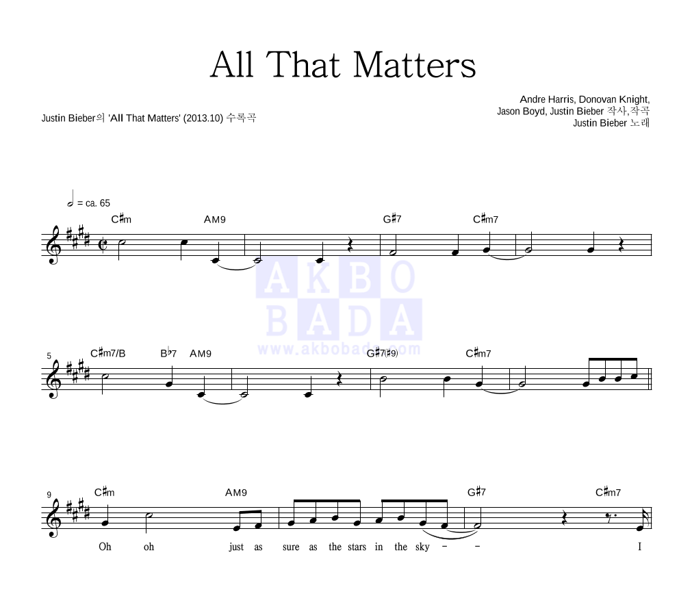 All That Matters 멜로디 악보 미리보기