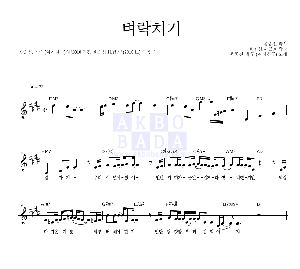 벼락치기 멜로디 악보 미리보기