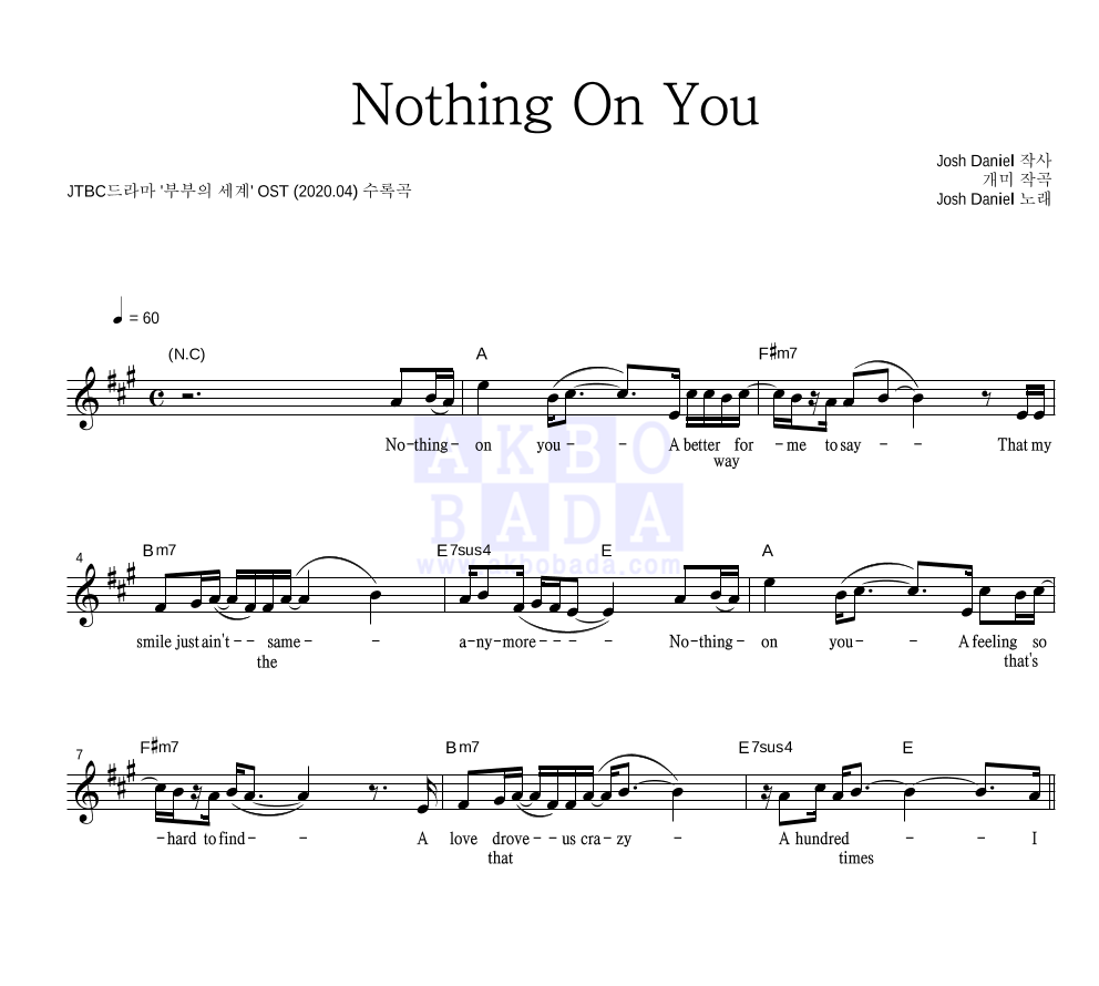 Nothing On You 멜로디 악보 미리보기
