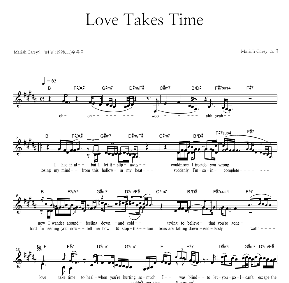 Love Takes Time 멜로디 악보 미리보기