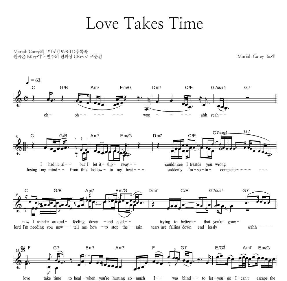 Love Takes Time 멜로디 악보 미리보기