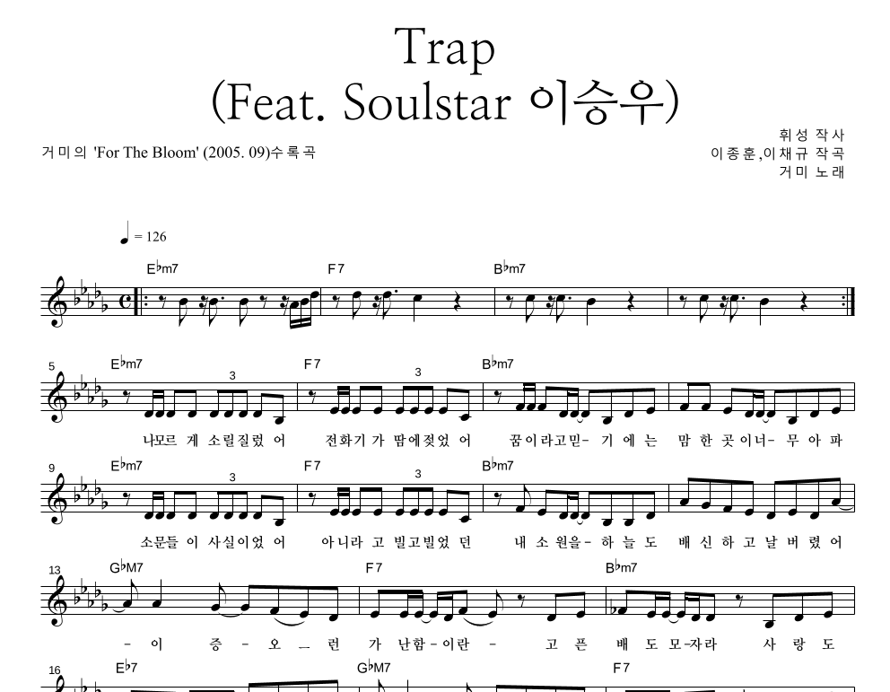 Trap (Feat. Soulstar 이승우) 멜로디 악보 미리보기