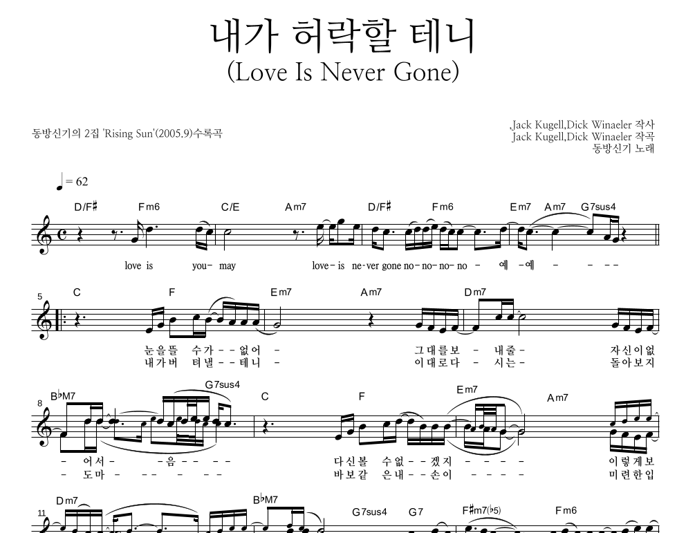 내가 허락할 테니(Love Is Never Gone) 멜로디 악보 미리보기
