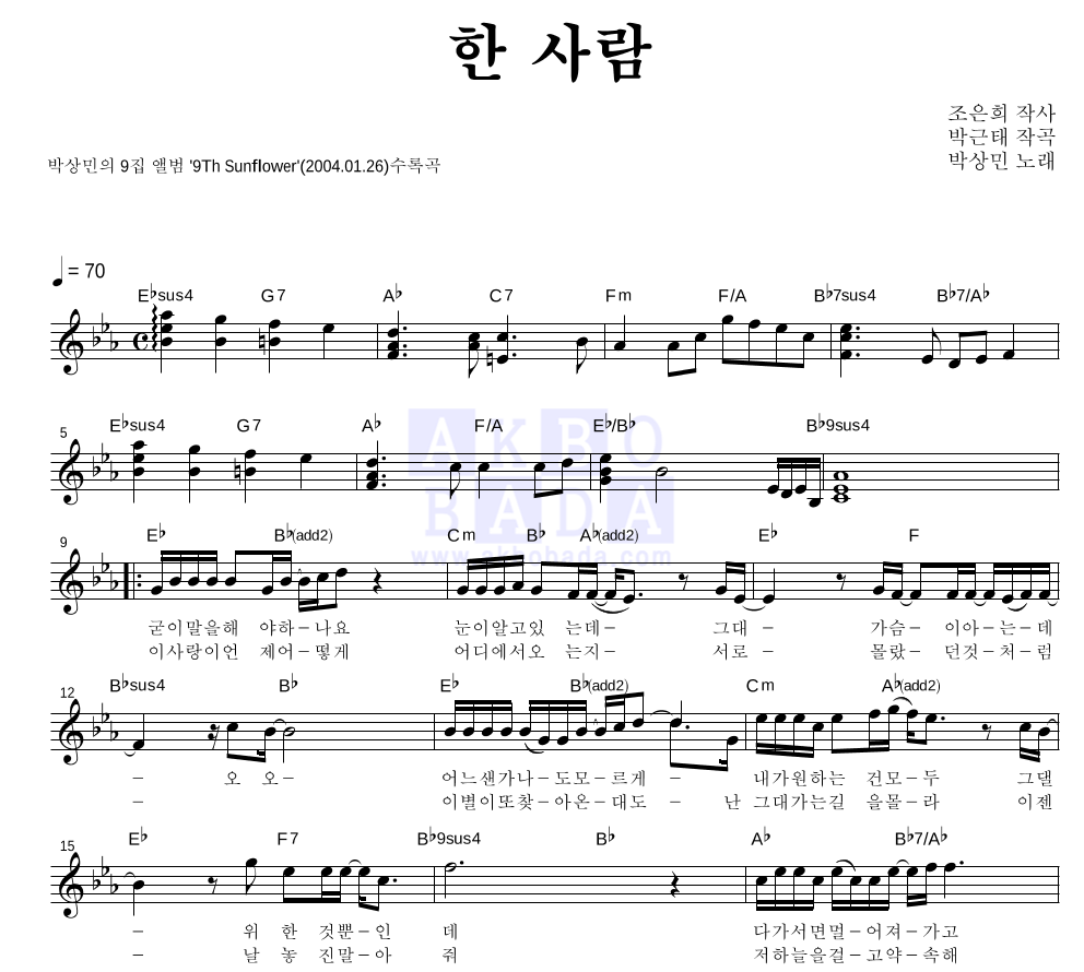 박상민 한 사람 악보
