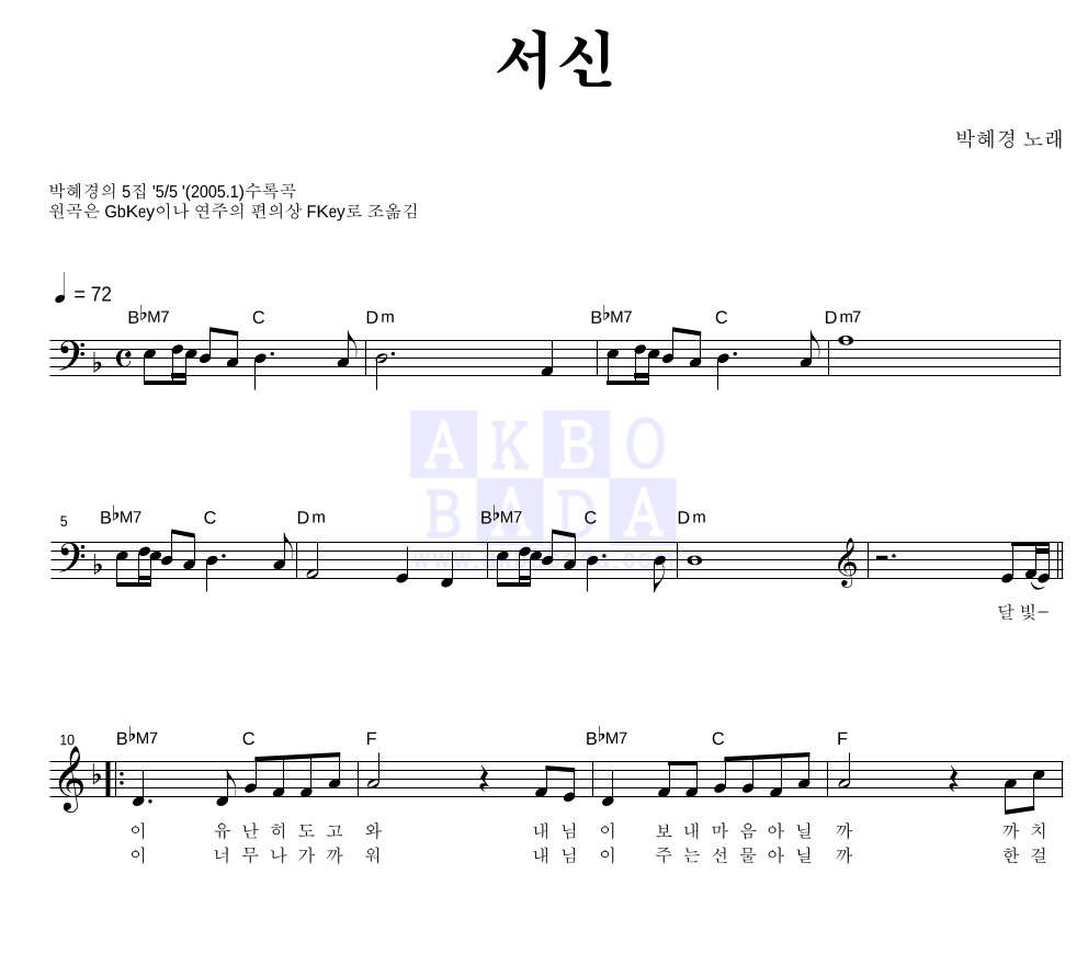 서신 멜로디 악보 미리보기