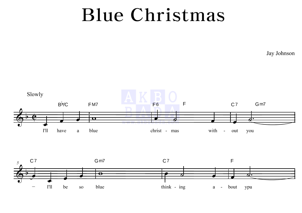 Blue Christmas 멜로디 악보 미리보기