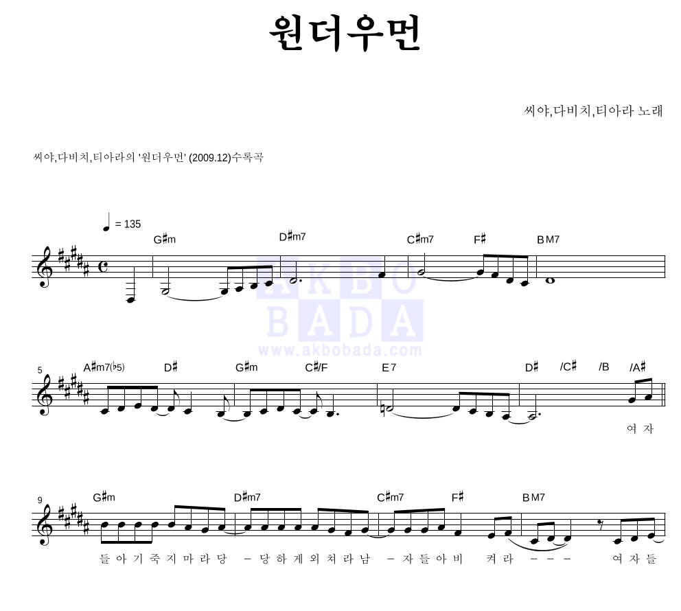 원더우먼 멜로디 악보 미리보기