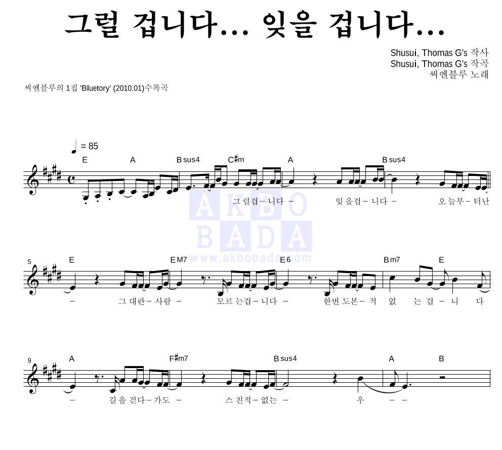 그럴 겁니다... 잊을 겁니다... 멜로디 악보 미리보기